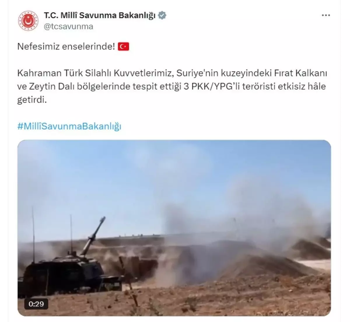 3 PKK/YPG’li Terörist Etkisiz Hale Getirildi